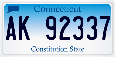 CT license plate AK92337