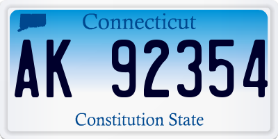CT license plate AK92354