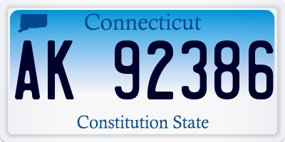 CT license plate AK92386