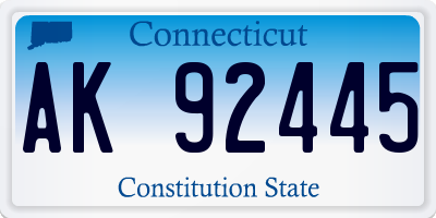 CT license plate AK92445