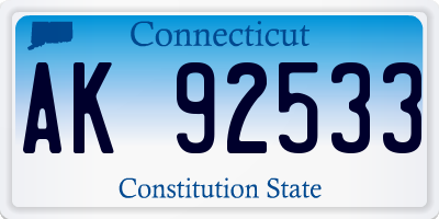 CT license plate AK92533