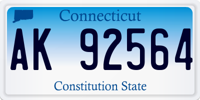 CT license plate AK92564