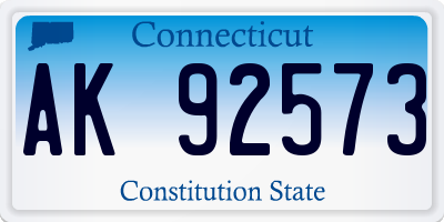 CT license plate AK92573