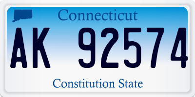 CT license plate AK92574