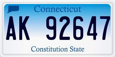 CT license plate AK92647