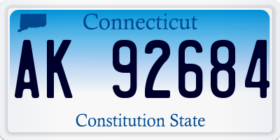 CT license plate AK92684