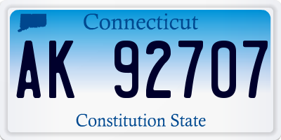 CT license plate AK92707
