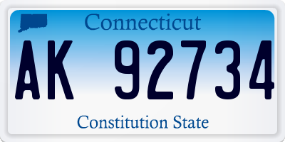 CT license plate AK92734