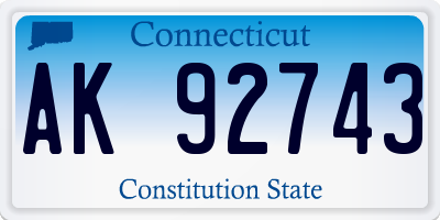 CT license plate AK92743