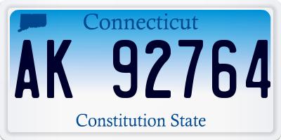 CT license plate AK92764