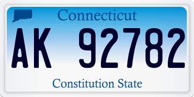 CT license plate AK92782