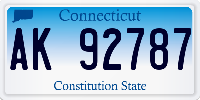 CT license plate AK92787