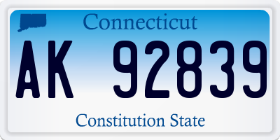 CT license plate AK92839