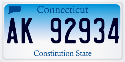 CT license plate AK92934
