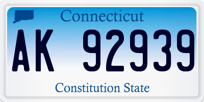 CT license plate AK92939