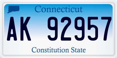 CT license plate AK92957