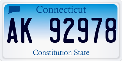 CT license plate AK92978