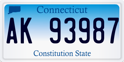 CT license plate AK93987