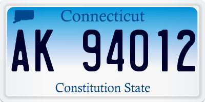 CT license plate AK94012