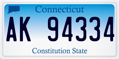 CT license plate AK94334