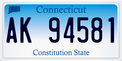 CT license plate AK94581