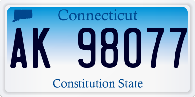 CT license plate AK98077