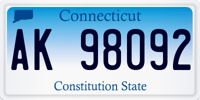 CT license plate AK98092
