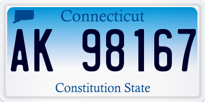 CT license plate AK98167
