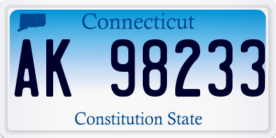 CT license plate AK98233