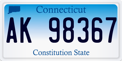 CT license plate AK98367