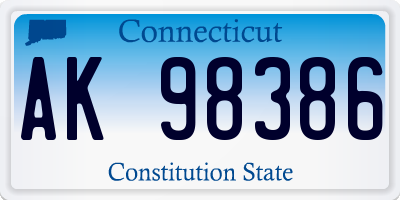 CT license plate AK98386