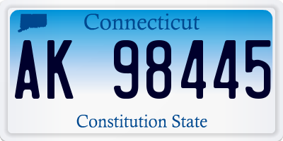 CT license plate AK98445