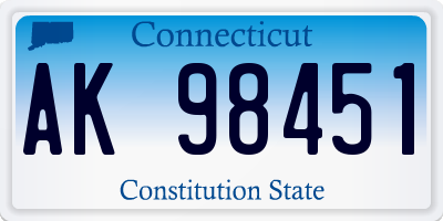 CT license plate AK98451