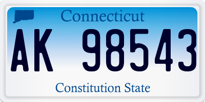 CT license plate AK98543