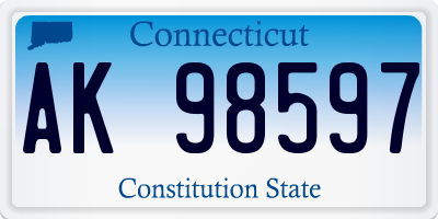 CT license plate AK98597