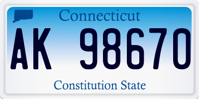CT license plate AK98670