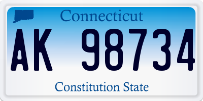 CT license plate AK98734
