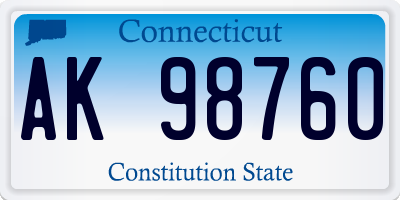 CT license plate AK98760