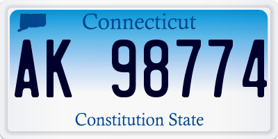 CT license plate AK98774
