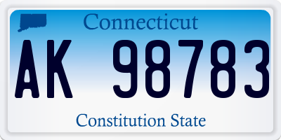 CT license plate AK98783