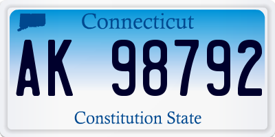CT license plate AK98792