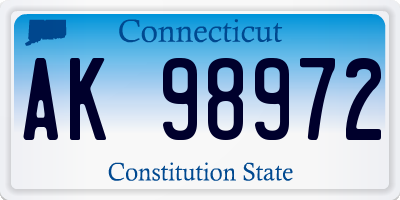 CT license plate AK98972