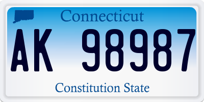CT license plate AK98987