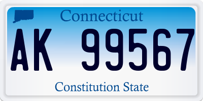 CT license plate AK99567