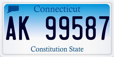 CT license plate AK99587