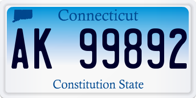 CT license plate AK99892