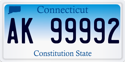 CT license plate AK99992