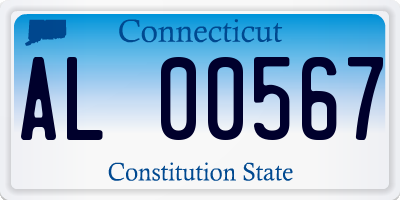 CT license plate AL00567