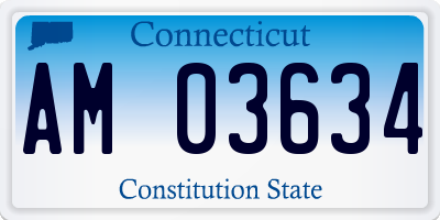 CT license plate AM03634