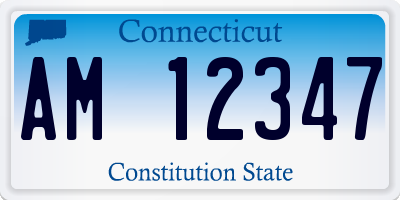 CT license plate AM12347